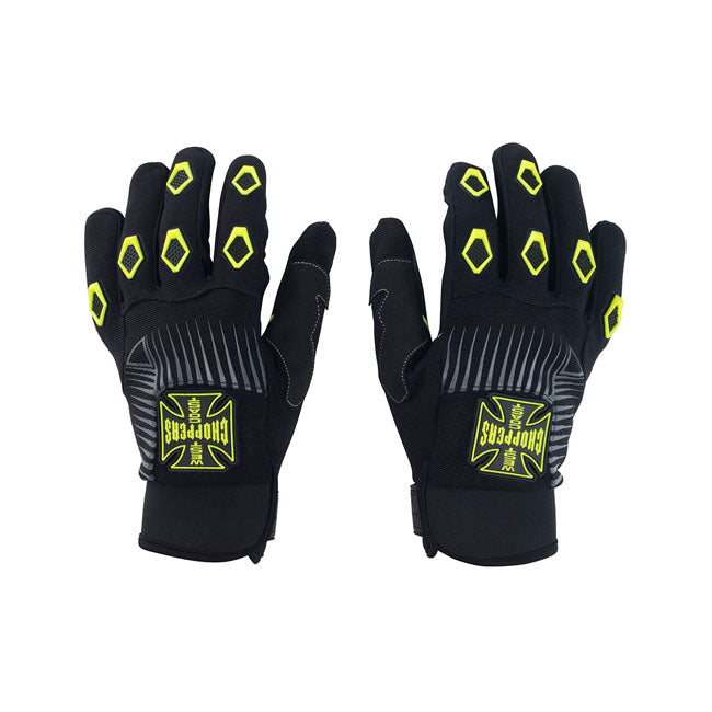 West Coast Choppers Por Vida Gloves Black / Yellow  - FREE UK Shipping, FREE 365 Day Returns | Moto Central