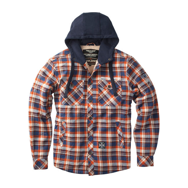 West Coast Choppers Sherpa Lined Flannel Jacket Brown / Orange  - FREE UK Shipping, FREE 365 Day Returns | Moto Central