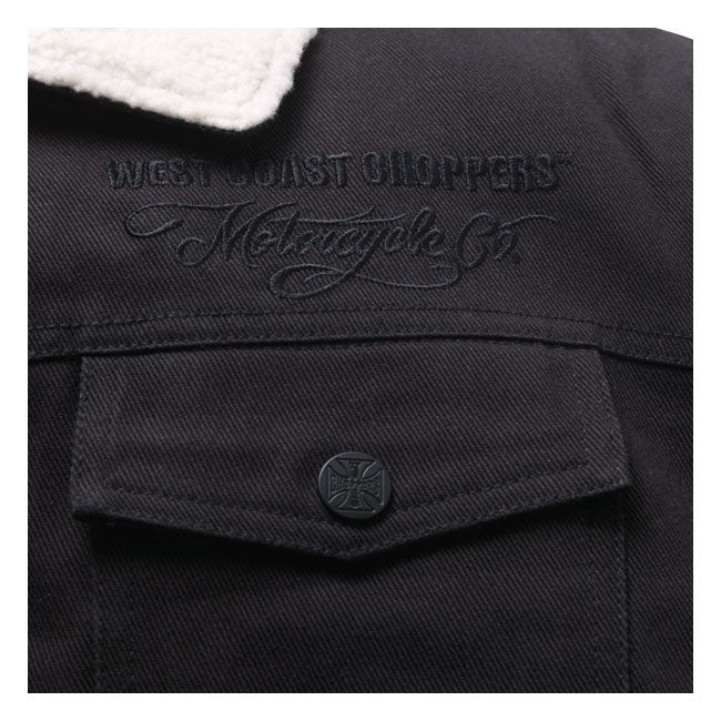 West Coast Choppers Sherpa Lined Canvas Jacket Black - FREE UK Shipping, FREE 365 Day Returns | Moto Central