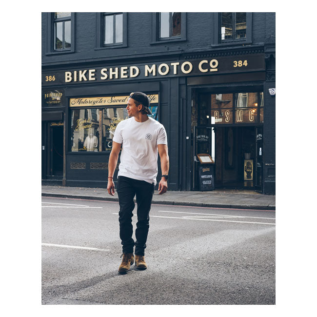 Bike Shed 384-386 Roundel T-Shirt White - FREE UK Shipping, FREE 365 Day Returns | Moto Central