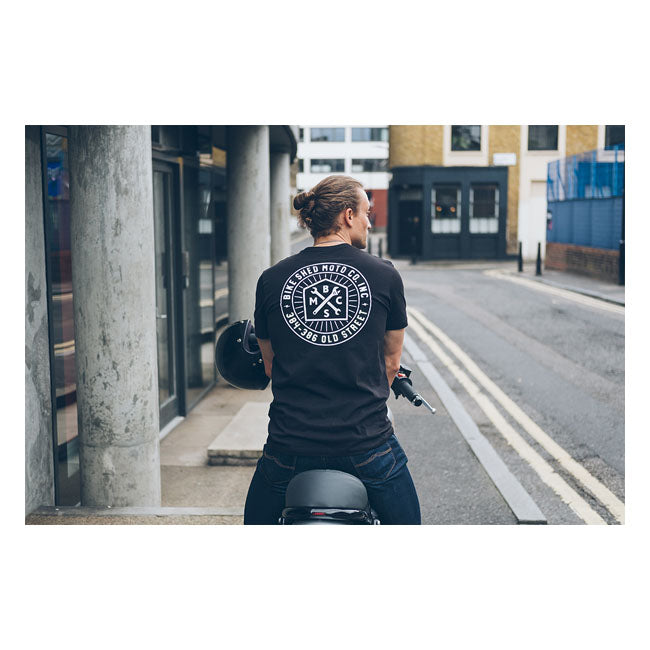 Bike Shed 384-386 Roundel T-Shirt Black - FREE UK Shipping, FREE 365 Day Returns | Moto Central