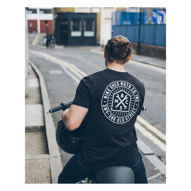 Bike Shed 384-386 Roundel T-Shirt Black - FREE UK Shipping, FREE 365 Day Returns | Moto Central