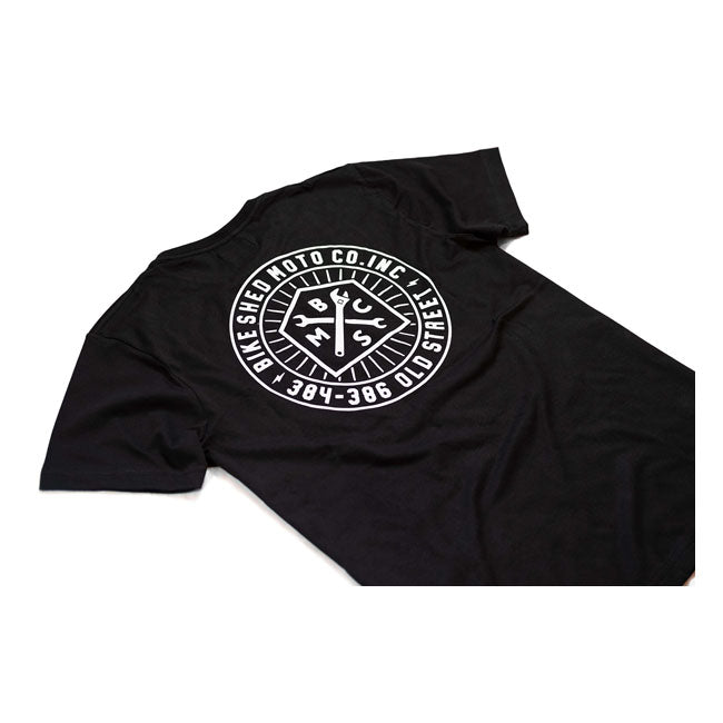 Bike Shed 384-386 Roundel T-Shirt Black - FREE UK Shipping, FREE 365 Day Returns | Moto Central