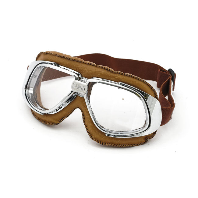 Bandit Classic Goggles Clear Lens / Replica Brown Leather