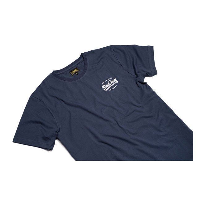 Bike Shed Company T-Shirt Navy - FREE UK Shipping, FREE 365 Day Returns | Moto Central