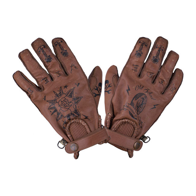 ByCity Second Skin Gloves Brown Tattoo  - FREE UK Delivery - Moto Central