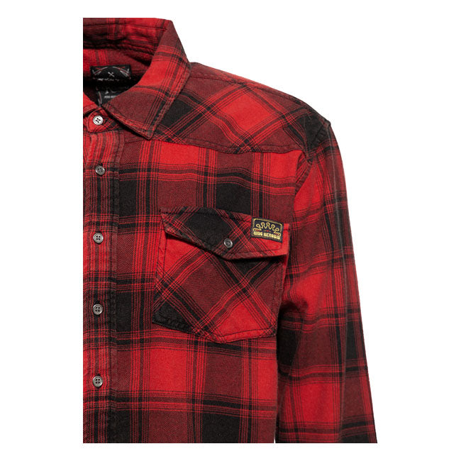 King Kerosin Acidwashed Check Shirt Black/Red  - FREE UK Delivery - Moto Central