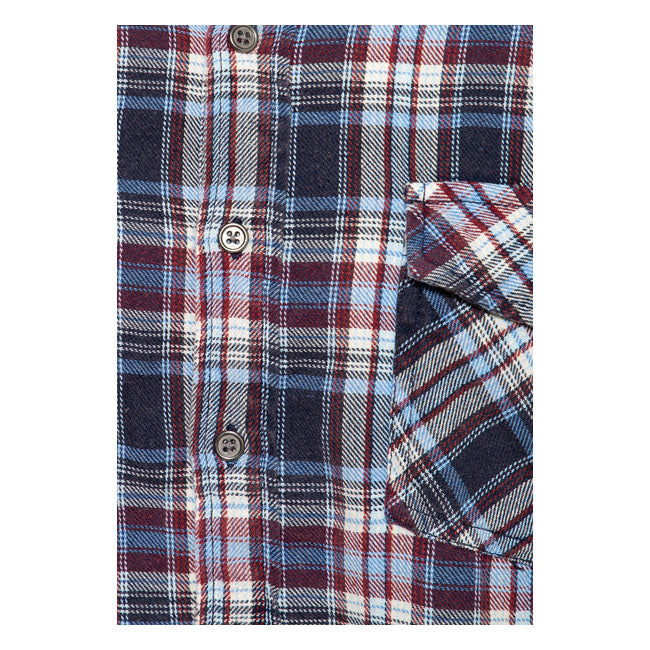 King Kerosin Acidwashed Check Shirt Navy/Bordeaux - FREE UK Shipping, FREE 365 Day Returns | Moto Central