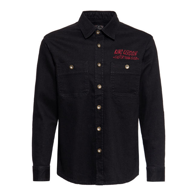 King Kerosin Denim Worker Shirt Black - FREE UK Shipping, FREE 365 Day Returns | Moto Central