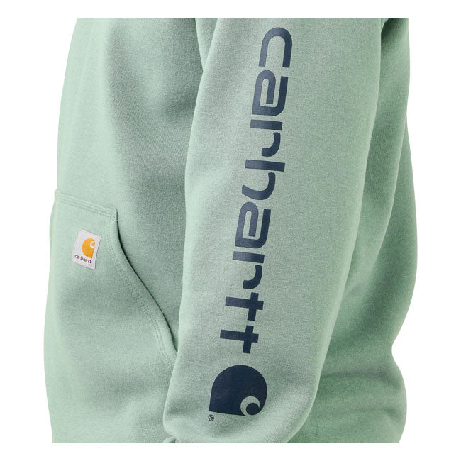 Carhartt Sleeve Logo Hoodie Jade Heather - FREE UK Shipping, FREE 365 Day Returns | Moto Central