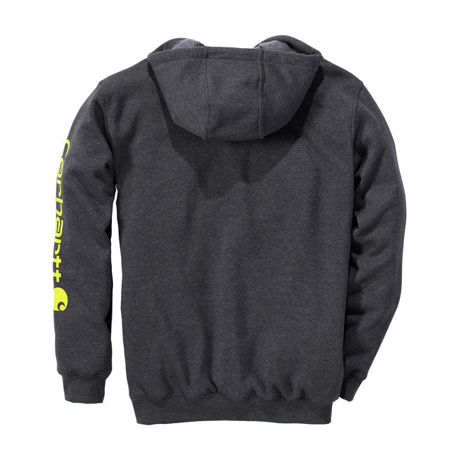 Carhartt Sleeve Logo Hoodie Carbon Heather - FREE UK Shipping, FREE 365 Day Returns | Moto Central