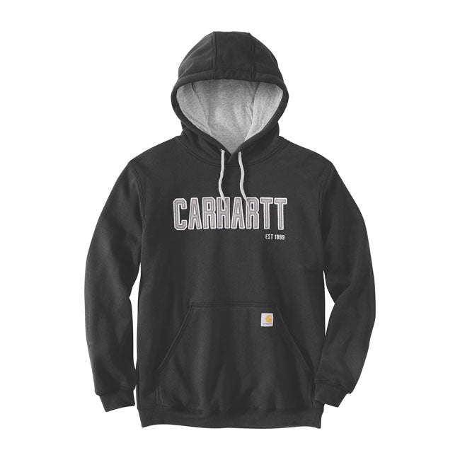 Carhartt Felt Logo Hoodie Black - FREE UK Shipping, FREE 365 Day Returns | Moto Central