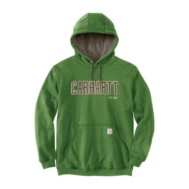 Carhartt Felt Logo Hoodie Arborvitae Heather - FREE UK Shipping, FREE 365 Day Returns | Moto Central