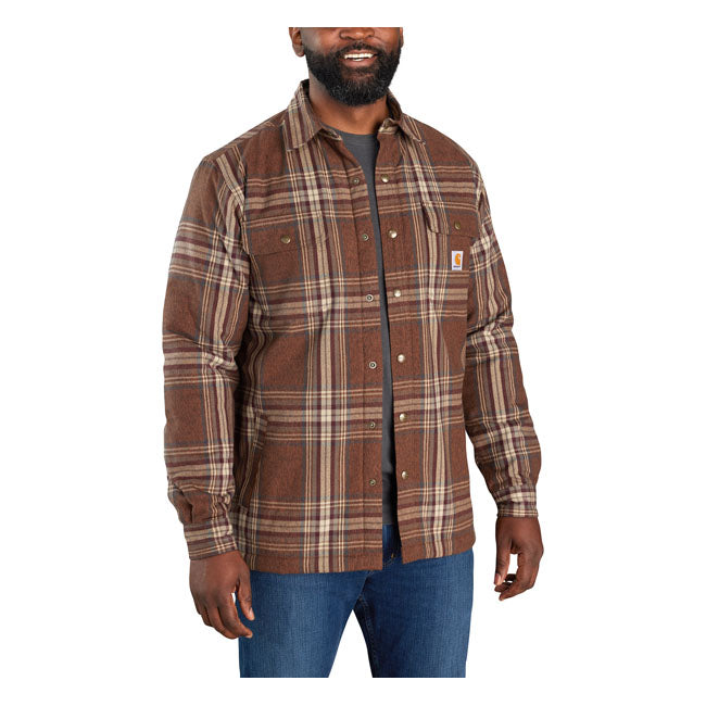 Carhartt Sherpa Lined Flannel Plaid Shirt Burnt Sienna - FREE UK Shipping, FREE 365 Day Returns | Moto Central