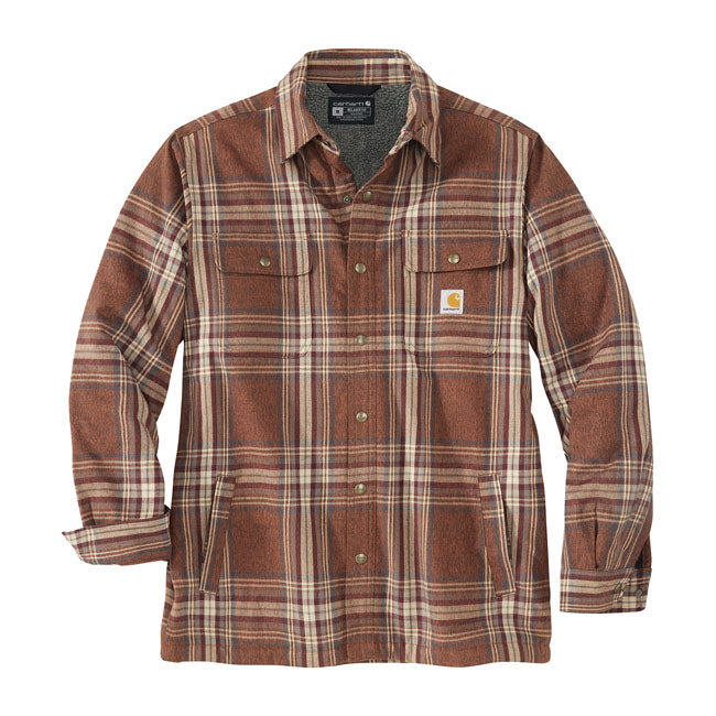 Carhartt Sherpa Lined Flannel Plaid Shirt Burnt Sienna