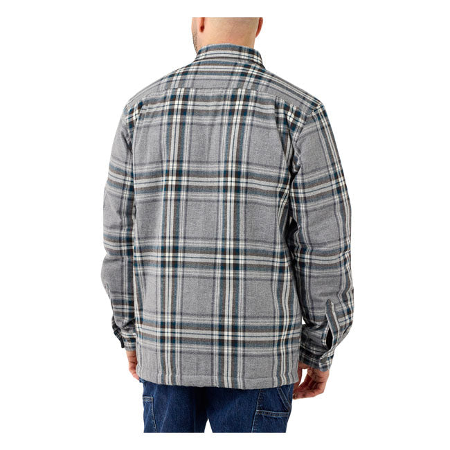 Carhartt Sherpa Lined Flannel Plaid Shirt Asphalt - FREE UK Shipping, FREE 365 Day Returns | Moto Central