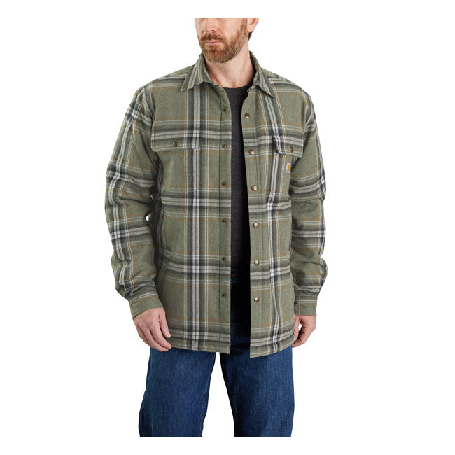 Carhartt Sherpa Lined Flannel Plaid Shirt Basil - FREE UK Shipping, FREE 365 Day Returns | Moto Central