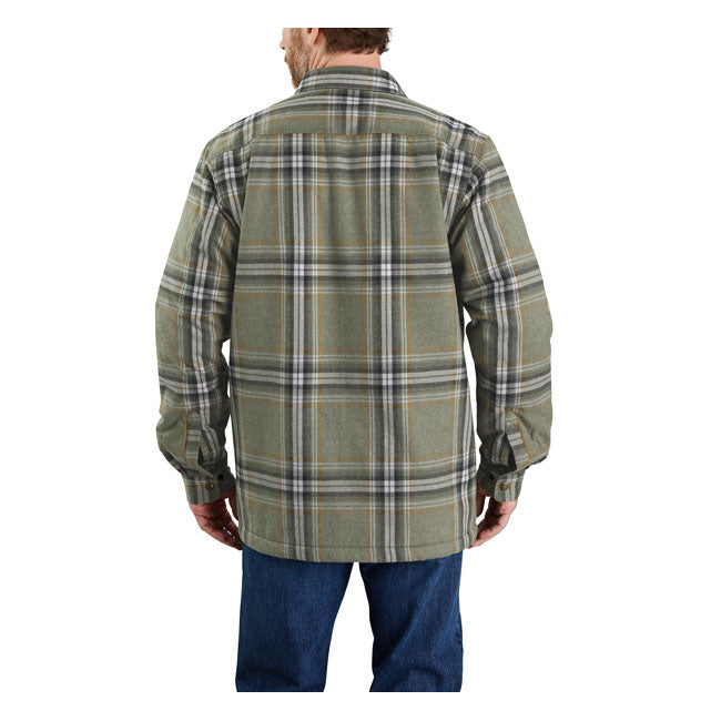 Carhartt Sherpa Lined Flannel Plaid Shirt Basil - FREE UK Shipping, FREE 365 Day Returns | Moto Central