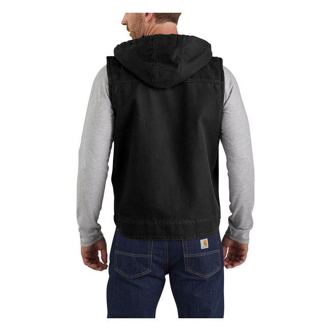 Carhartt Fleece-Lined Hooded Vest Black - FREE UK Shipping, FREE 365 Day Returns | Moto Central