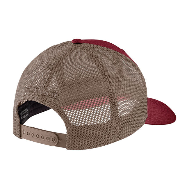 Carhartt Logo Patch Mesh Cap Carhartt Burgundy - FREE UK Shipping, FREE 365 Day Returns | Moto Central