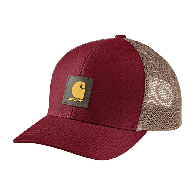 Carhartt Logo Patch Mesh Cap Carhartt Burgundy  - FREE UK Delivery - Moto Central