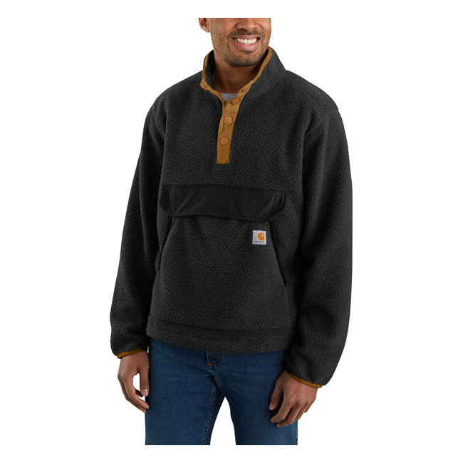 Carhartt Fit Fleece Pullover Black - FREE UK Shipping, FREE 365 Day Returns | Moto Central