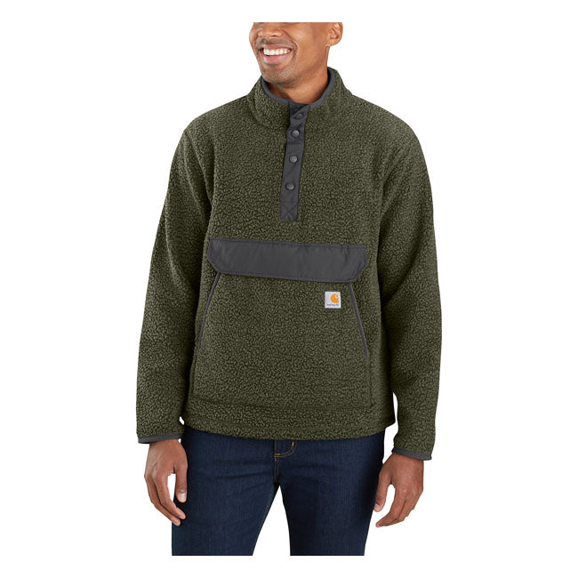 Carhartt Fit Fleece Pullover Basil Heather - FREE UK Shipping, FREE 365 Day Returns | Moto Central