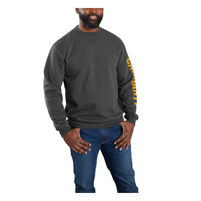 Carhartt Logo Sweatshirt Carbon Heather - FREE UK Shipping, FREE 365 Day Returns | Moto Central