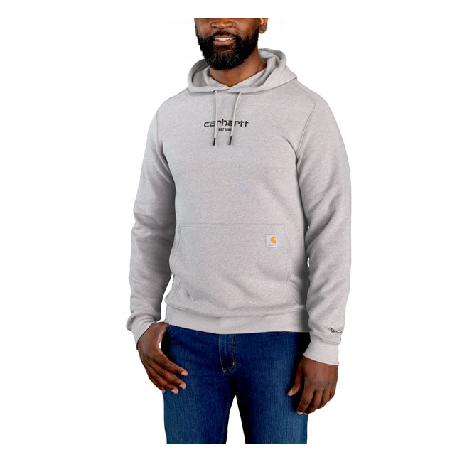 Carhartt Logo Graphic Hoodie Asphalt Heather - FREE UK Shipping, FREE 365 Day Returns | Moto Central