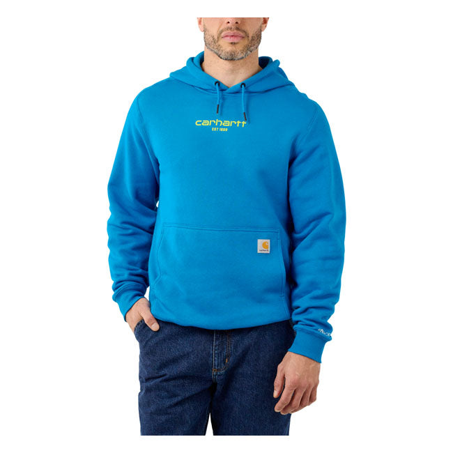 Carhartt Logo Graphic Hoodie Marine Blue - FREE UK Shipping, FREE 365 Day Returns | Moto Central