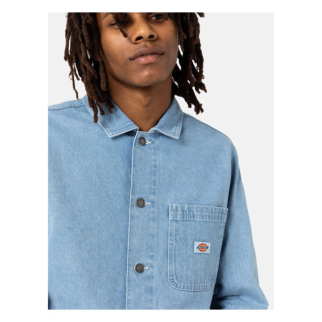 Dickies DC Chore Jacket Light Wash Denim - FREE UK Shipping, FREE 365 Day Returns | Moto Central