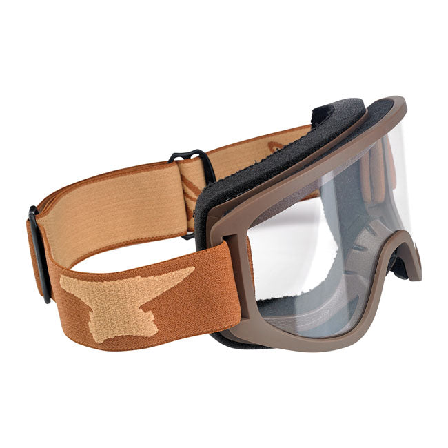 Biltwell Moto 2.0 Script Goggles Chocolate - FREE UK Shipping, FREE 365 Day Returns | Moto Central