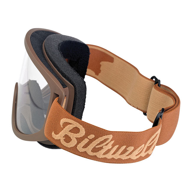 Biltwell Moto 2.0 Script Goggles Chocolate - FREE UK Shipping, FREE 365 Day Returns | Moto Central