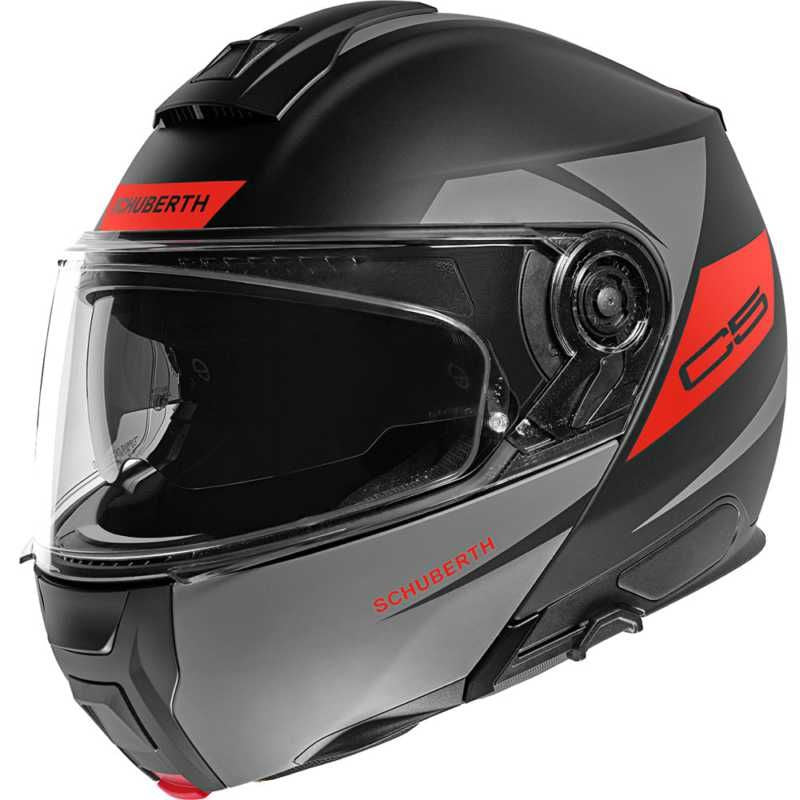 Schuberth C5 Eclipse Flip-Up Helmet Anthracite / Red - FREE UK Shipping, FREE 365 Day Returns | Moto Central