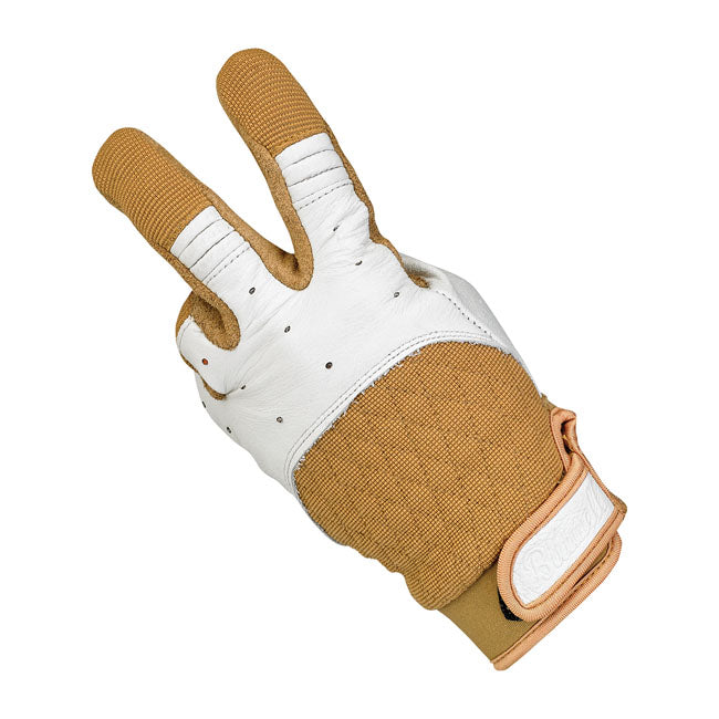 Biltwell Bantam Gloves White / Tan  - FREE UK Delivery - Moto Central