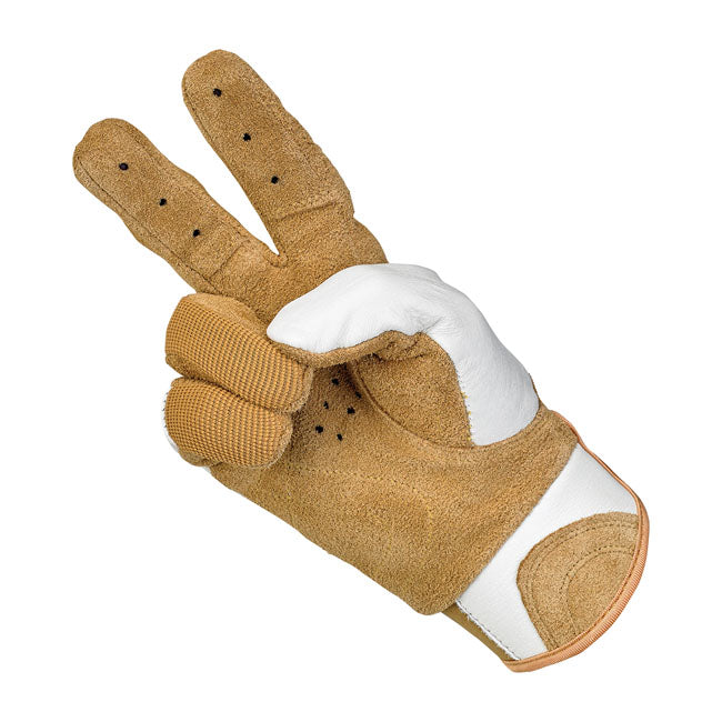 Biltwell Bantam Gloves White / Tan  - FREE UK Delivery - Moto Central