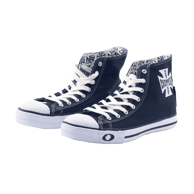 West Coast Choppers Warrior Hi-Tops Shoes Navy - FREE UK Shipping, FREE 365 Day Returns | Moto Central