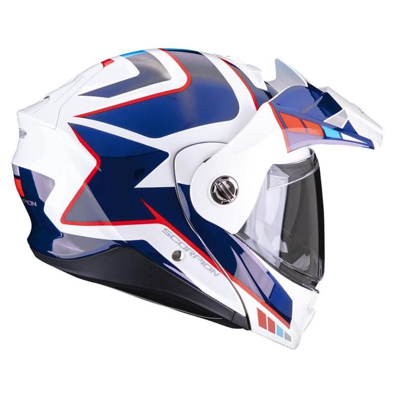 Scorpion ADX-2 Camino Flip-Up Helmet White / Blue / Red - FREE UK Shipping, FREE 365 Day Returns | Moto Central