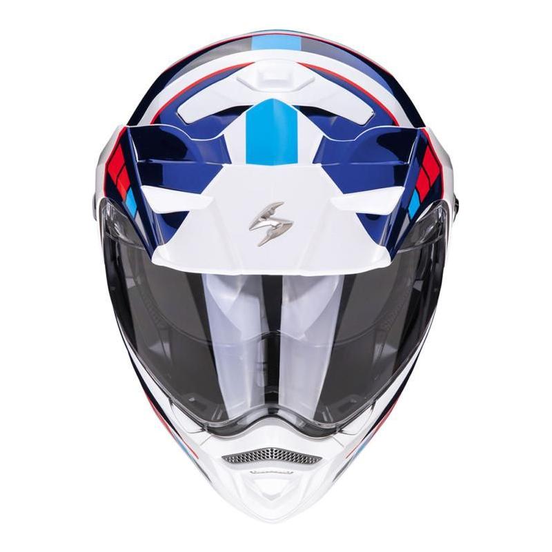 Scorpion ADX-2 Camino Flip-Up Helmet White / Blue / Red - FREE UK Shipping, FREE 365 Day Returns | Moto Central