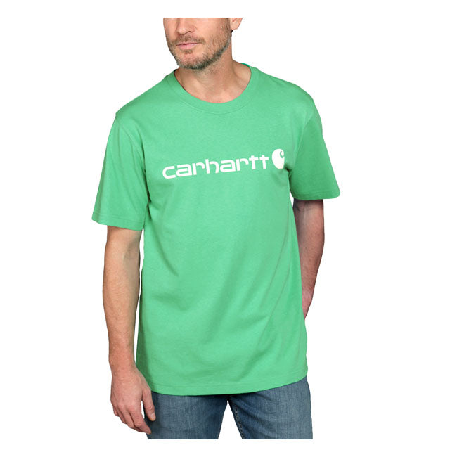 Carhartt Core Logo T-Shirt Malachite - FREE UK Shipping, FREE 365 Day Returns | Moto Central