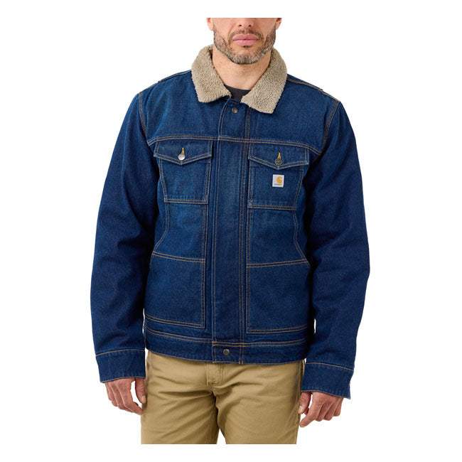 Carhartt Denim Sherpa Lined Jacket - FREE UK Shipping, FREE 365 Day Returns | Moto Central