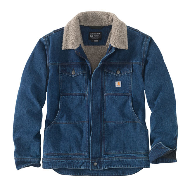 Carhartt Denim Sherpa Lined Jacket  - FREE UK Shipping, FREE 365 Day Returns | Moto Central