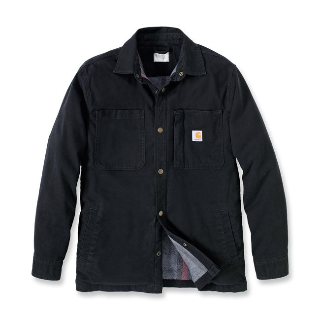 Carhartt Fleece Lined Denim Shirt Jacket Black - FREE UK Shipping, FREE 365 Day Returns | Moto Central