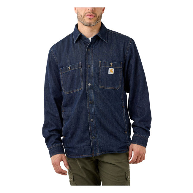 Carhartt Denim Fleece Lined Shirt Glacier - FREE UK Shipping, FREE 365 Day Returns | Moto Central