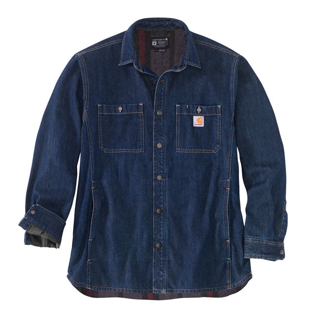 Carhartt Denim Fleece Lined Shirt Glacier  - FREE UK Shipping, FREE 365 Day Returns | Moto Central