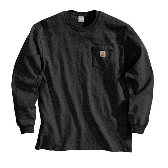 Carhartt Pocket Long Sleeve T-Shirt Black - FREE UK Shipping, FREE 365 Day Returns | Moto Central