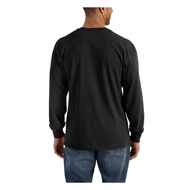 Carhartt Henley Long Sleeve T-Shirt Black - FREE UK Shipping, FREE 365 Day Returns | Moto Central