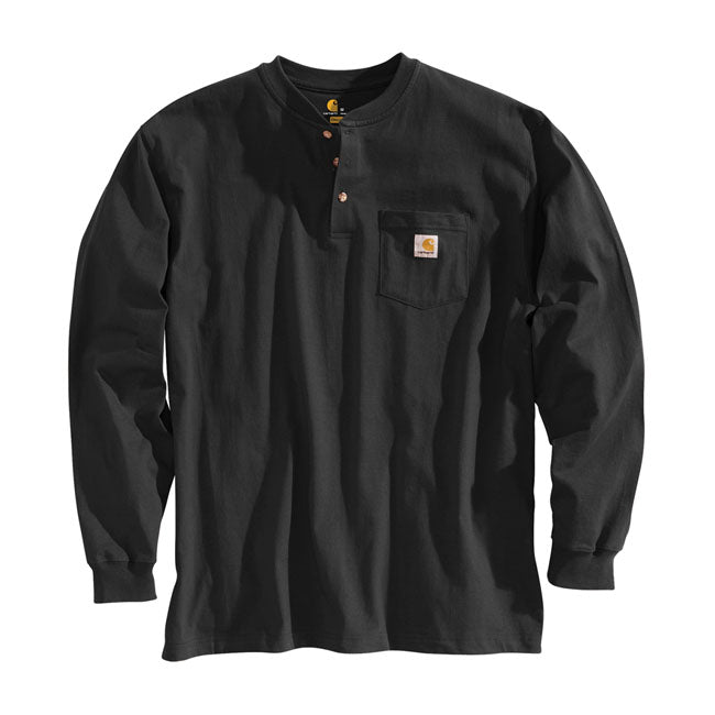 Carhartt Henley Long Sleeve T-Shirt Black - FREE UK Shipping, FREE 365 Day Returns | Moto Central