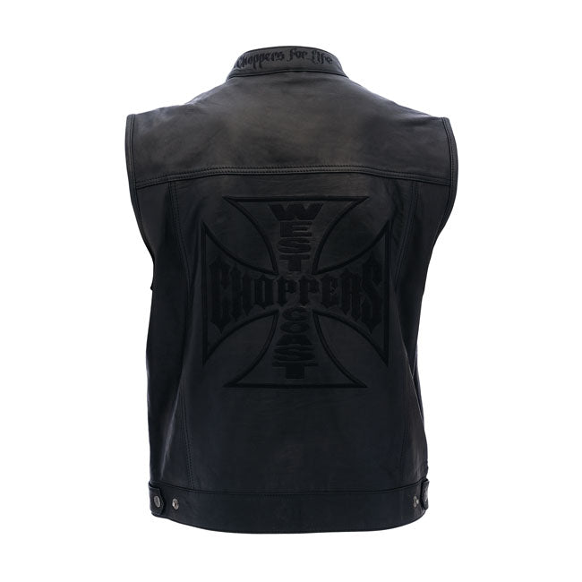 West Coast Choppers OG Classic Leather Riding Vest Black - FREE UK Shipping, FREE 365 Day Returns | Moto Central