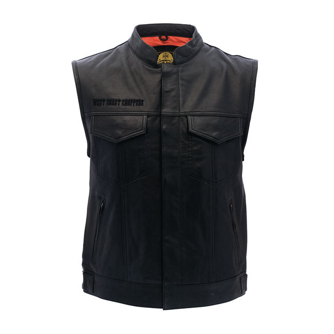 West Coast Choppers OG Classic Leather Riding Vest Black